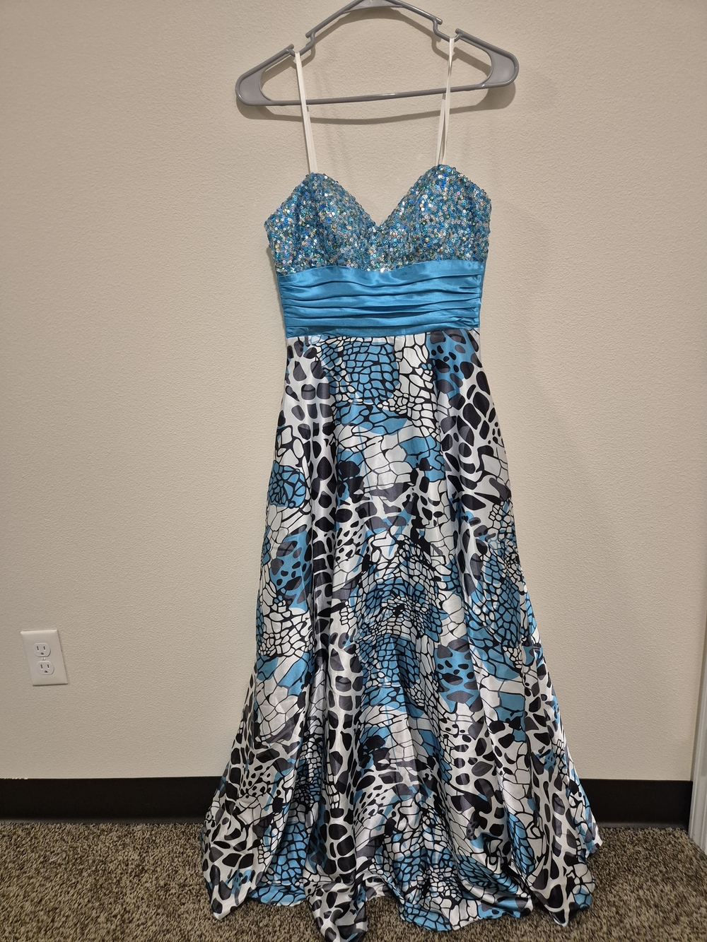 Sparkling Aqua Blue Prom Gown